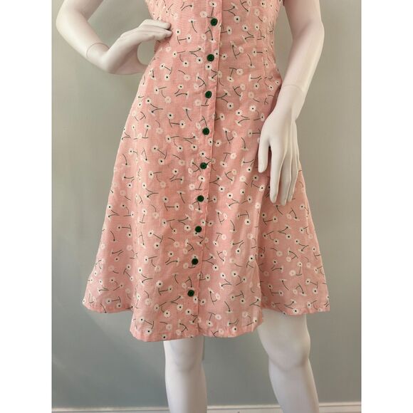 Modcloth Daytime Dynamo Pink Floral Daisy Shirt Dress Casual Gingham Sundress 4 - Picture 9 of 13